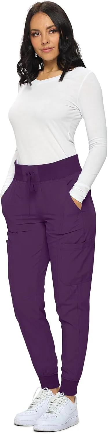 Monarch Uniforms Womens Jogger Scrubs Ribbed Jogger Scrub Pants for Women