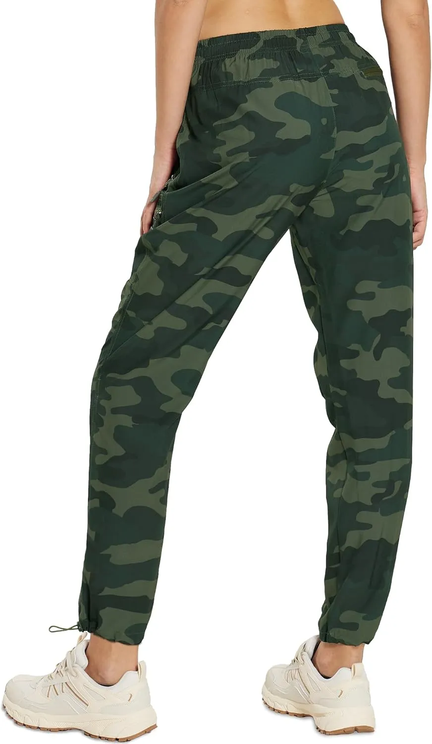 MOURCE Womens Hiking Pants Light Weight Quick Dry Elastic High Waist Cargo Joggers with 4 Zippered Pockets