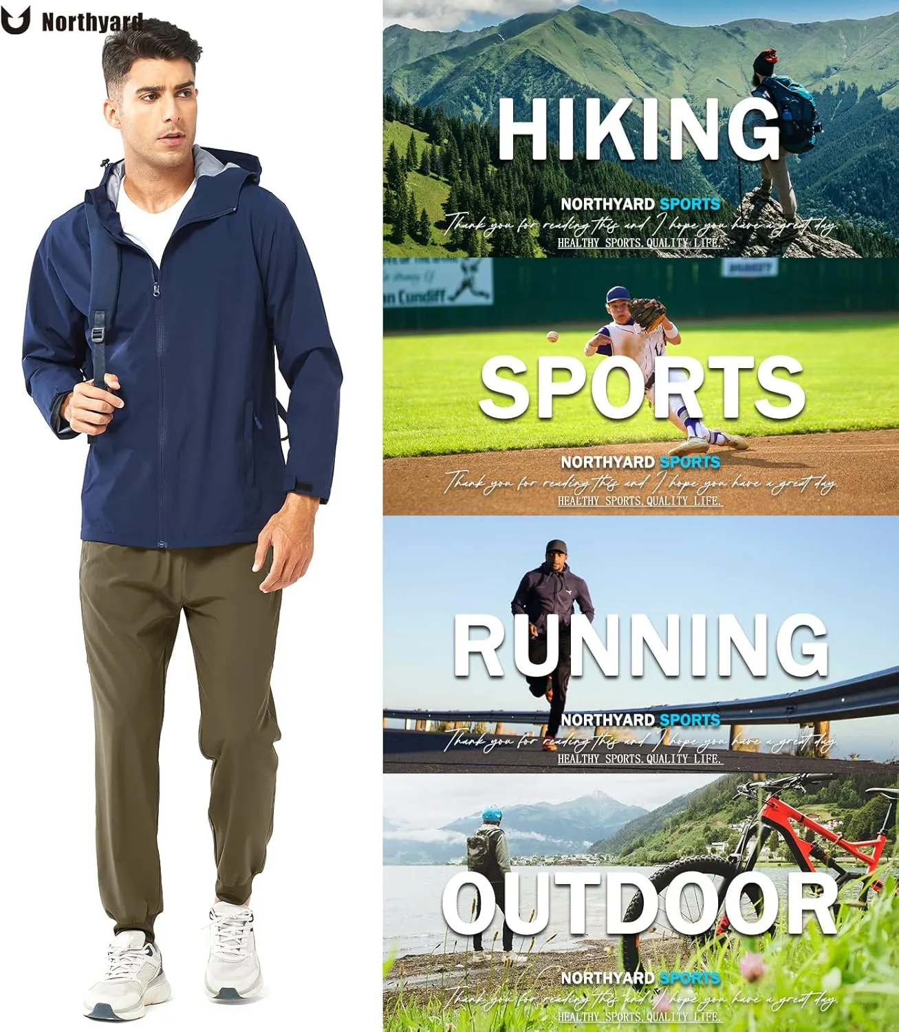 NORTHYARD Men's Athletic Running Pants Lightweight Workout Joggers Quick Dry Gym Sweatpants Active Sports Track Training