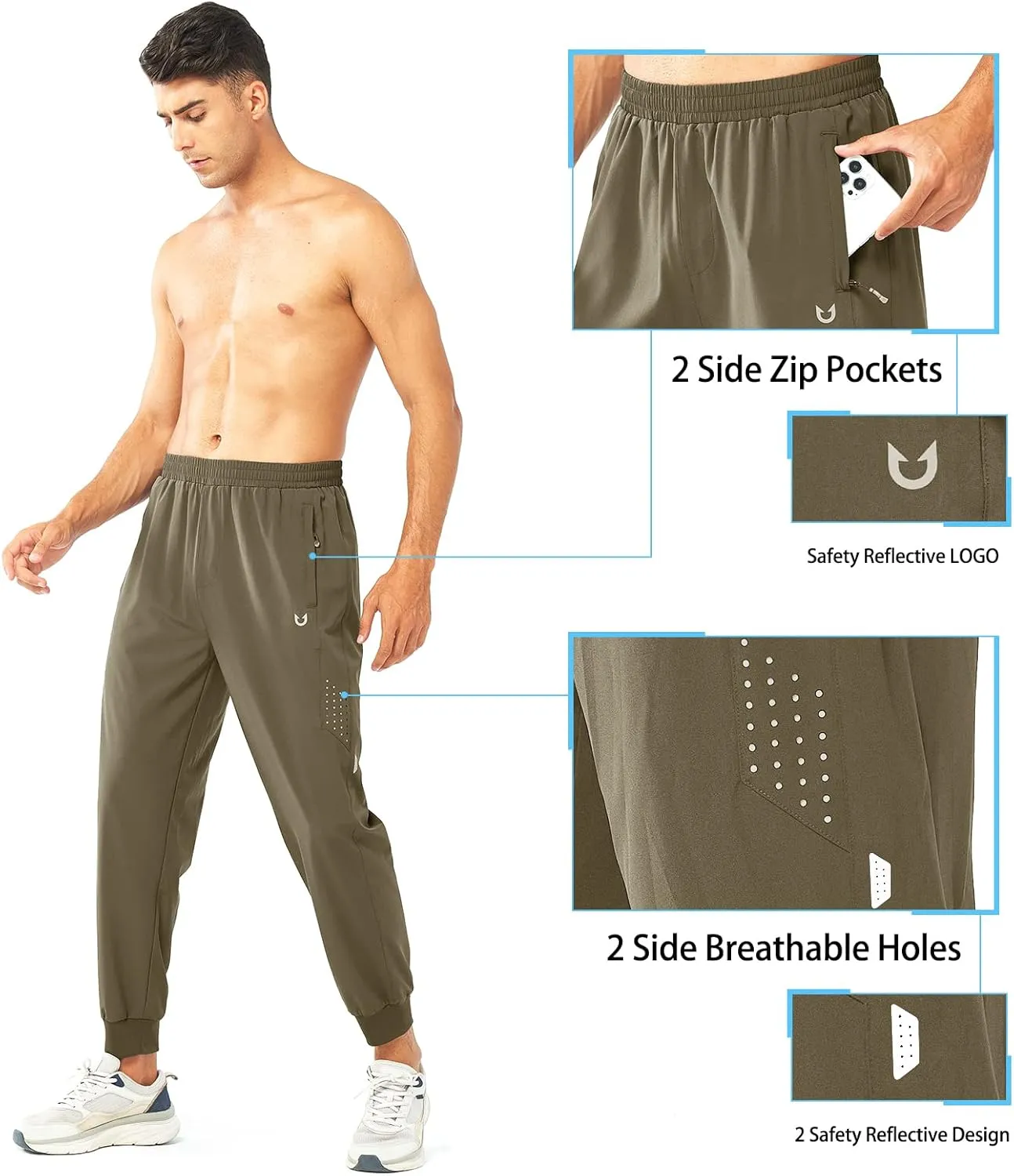 NORTHYARD Men's Athletic Running Pants Lightweight Workout Joggers Quick Dry Gym Sweatpants Active Sports Track Training