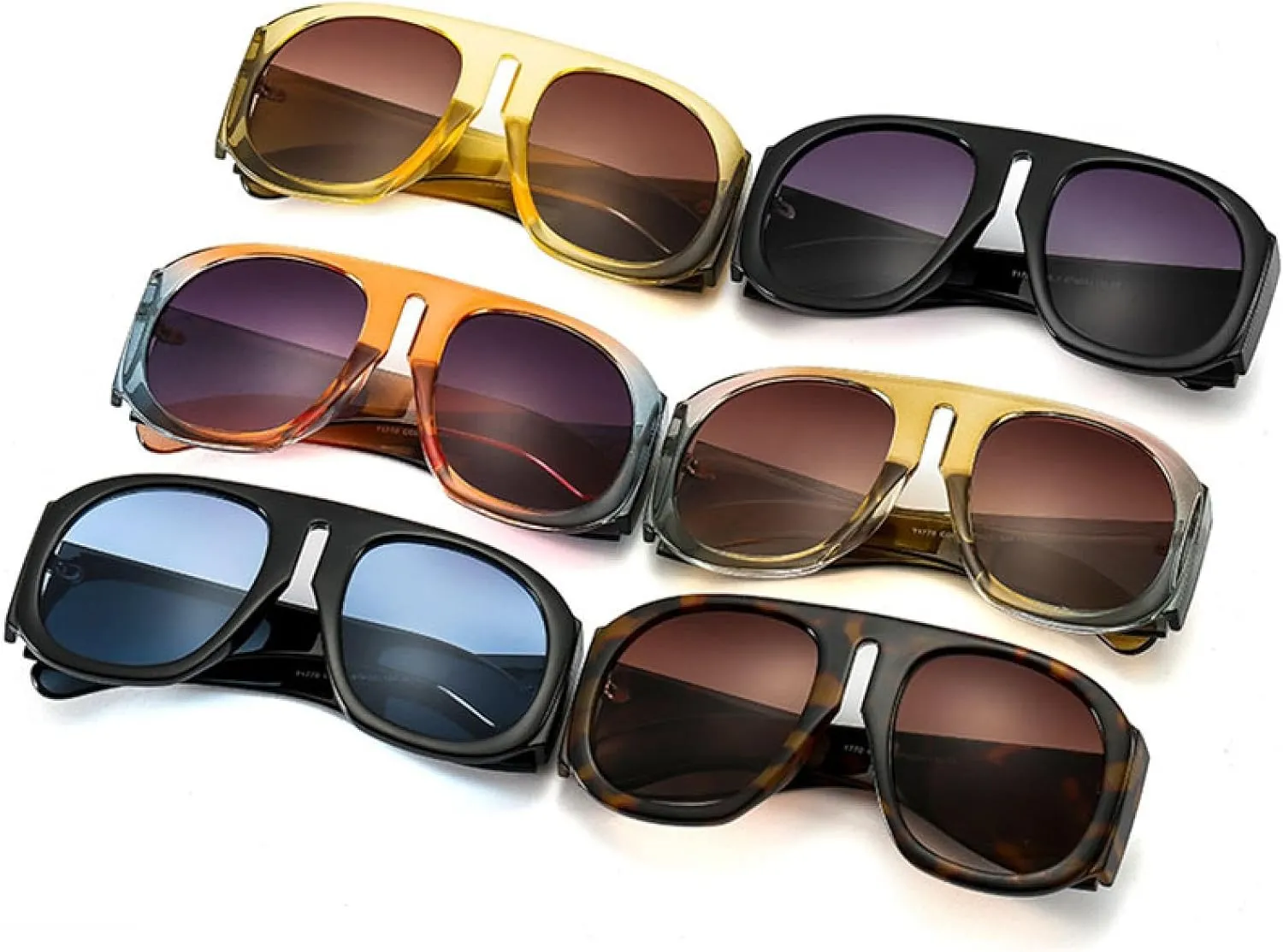 Oversize Gradient Colorful Frame Round Sunglasses Uv400