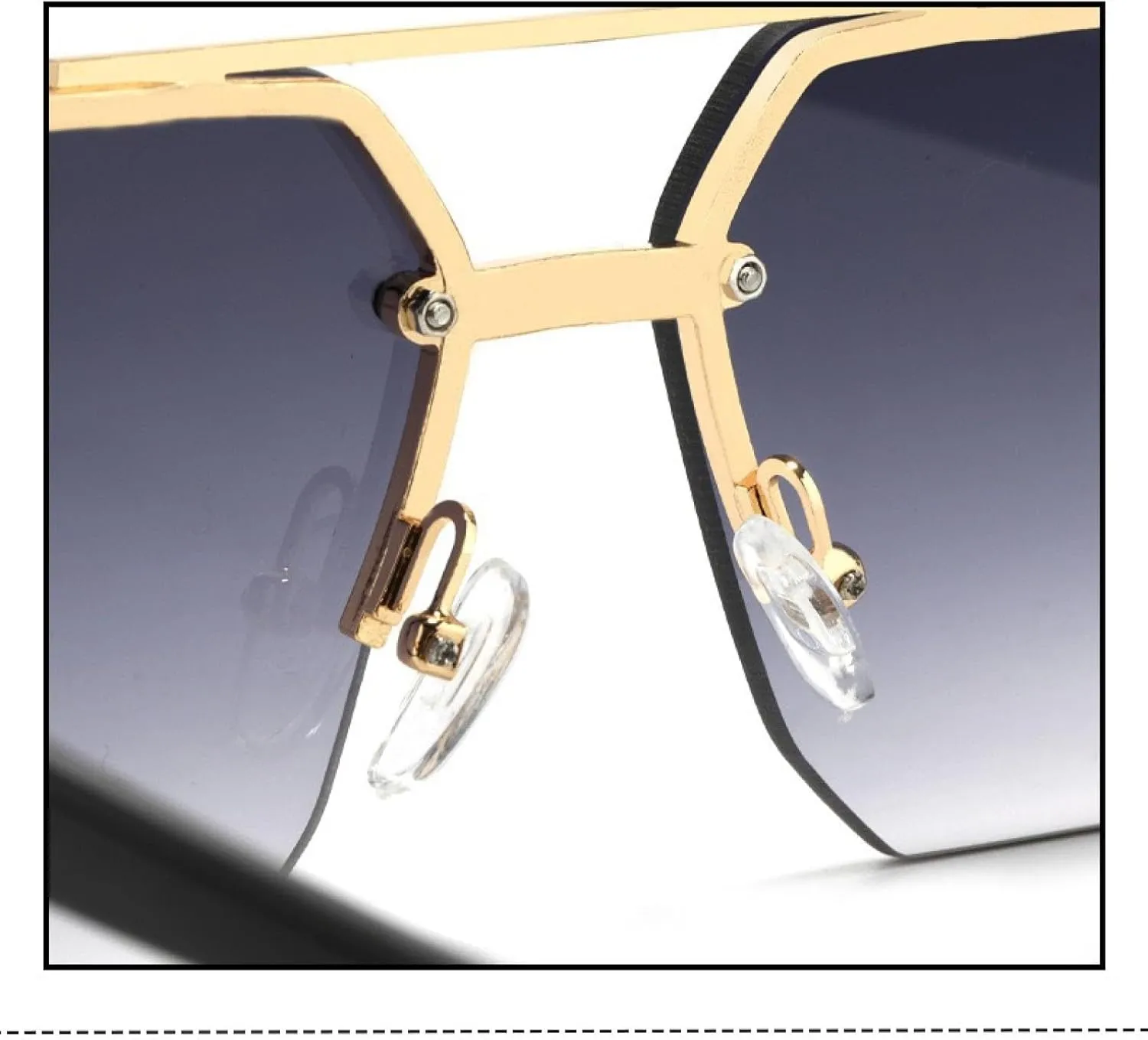 Oversize Retro Double Bridges Polygon Metal Men Sunglasses for Women Fashion Gradient Uv400 Trending