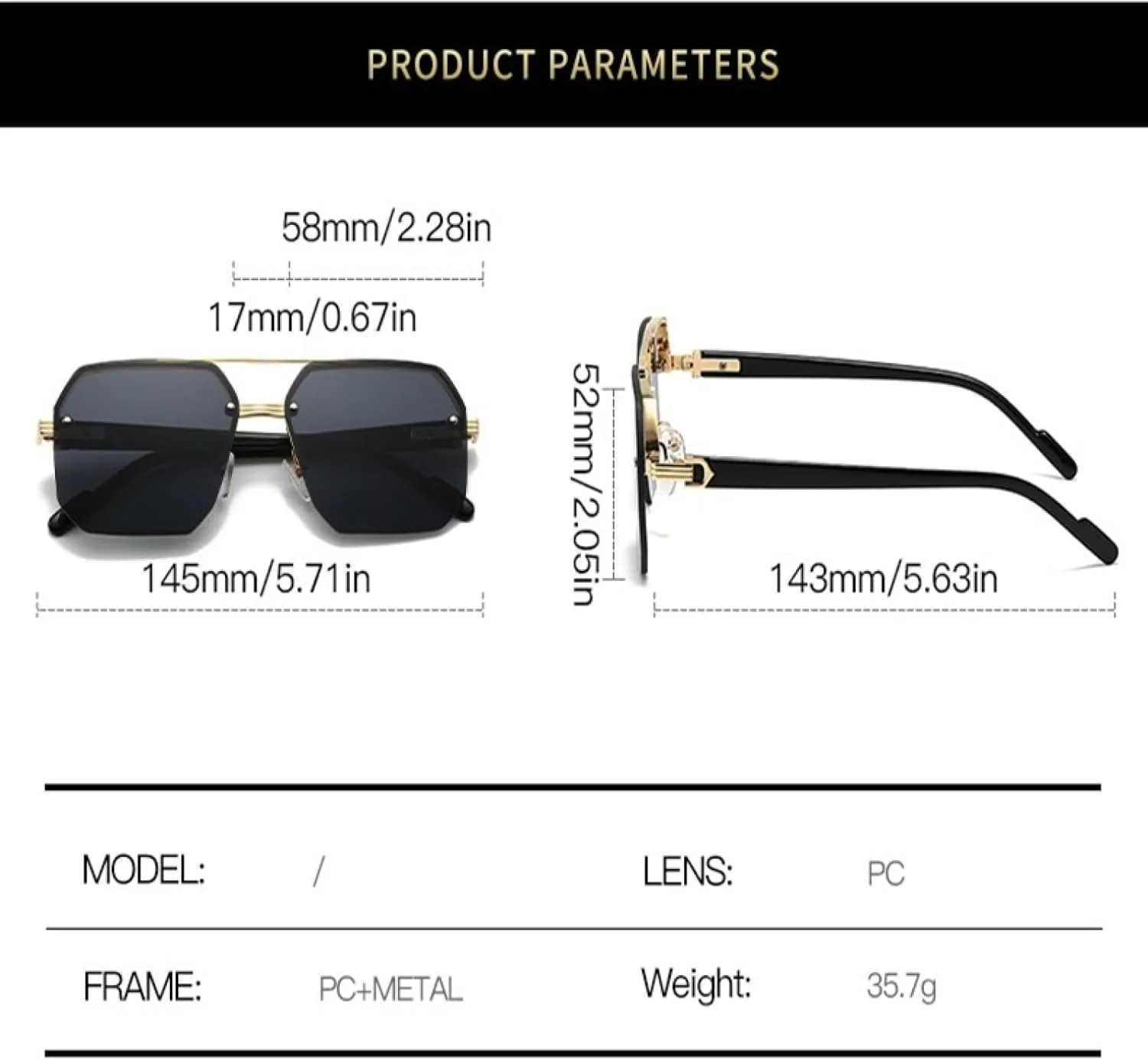 Oversize Retro Double Bridges Polygon Metal Men Sunglasses for Women Fashion Gradient Uv400 Trending