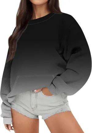 Oversized Crewneck Sweatshirt Women Graphic Preppy Cute Sweatshirts No Hood Loose Fit Y2k Hoodie with Pockets