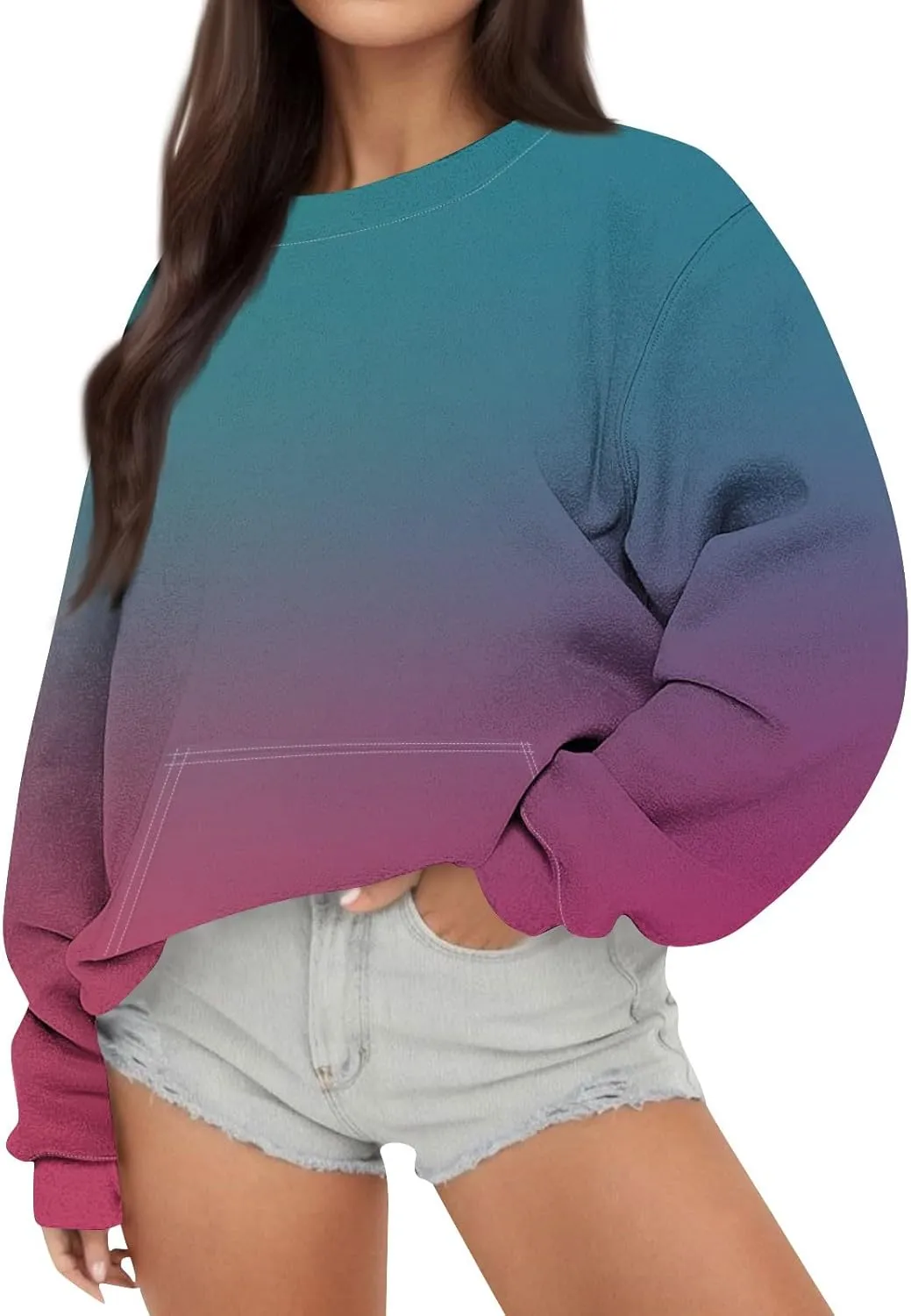 Oversized Crewneck Sweatshirt Women Graphic Preppy Cute Sweatshirts No Hood Loose Fit Y2k Hoodie with Pockets