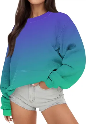 Oversized Crewneck Sweatshirt Women Graphic Preppy Cute Sweatshirts No Hood Loose Fit Y2k Hoodie with Pockets