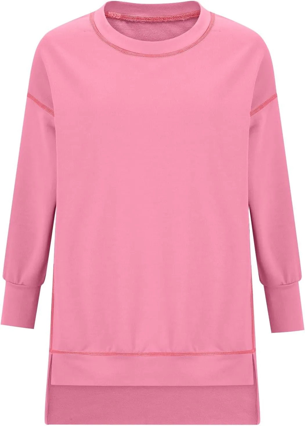 Oversized Crewneck Sweatshirt Women Loose Fit Trendy High Low Tops Casual Lightweight Stitch Hoodies Fall Clothes