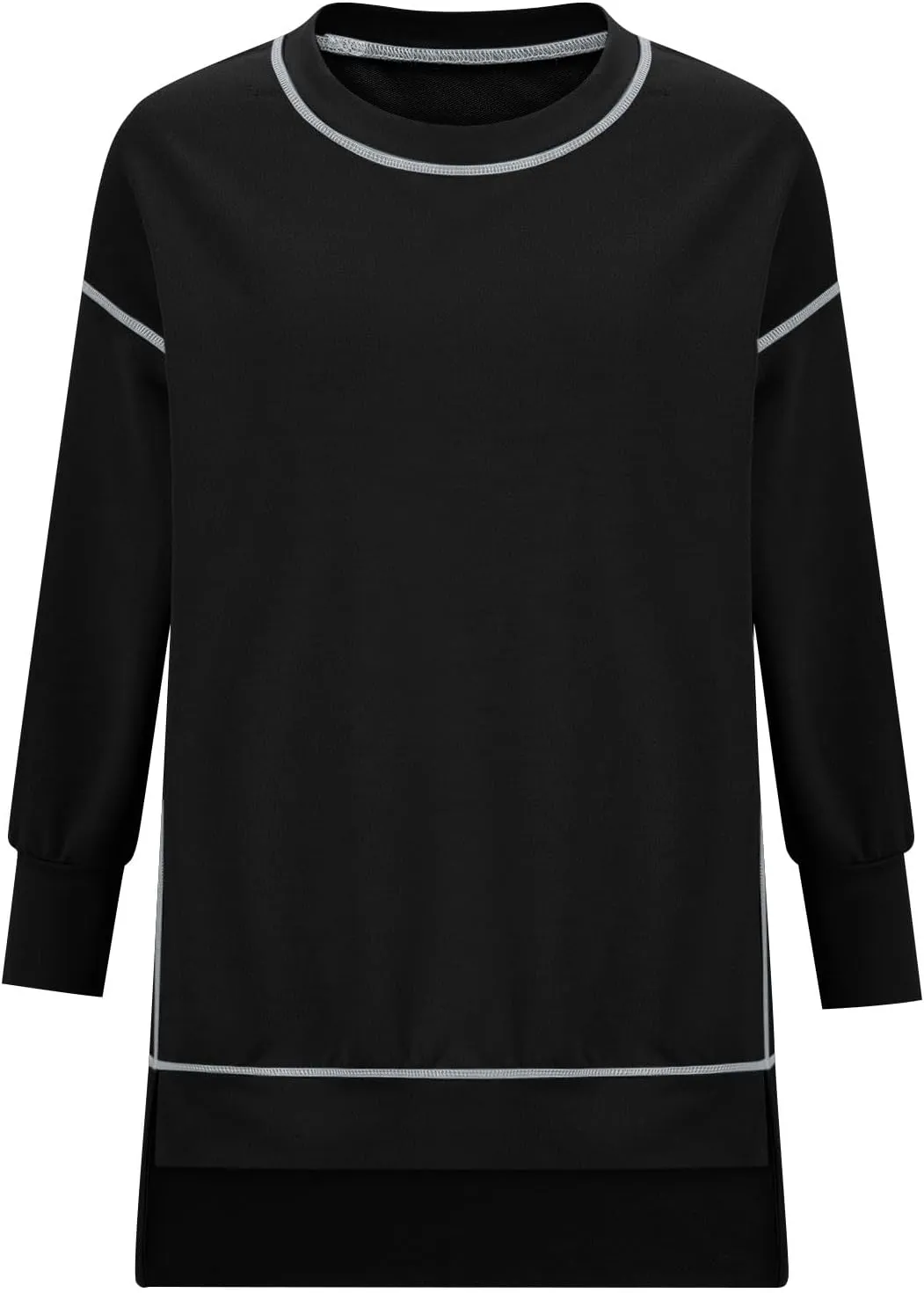 Oversized Crewneck Sweatshirt Women Loose Fit Trendy High Low Tops Casual Lightweight Stitch Hoodies Fall Clothes