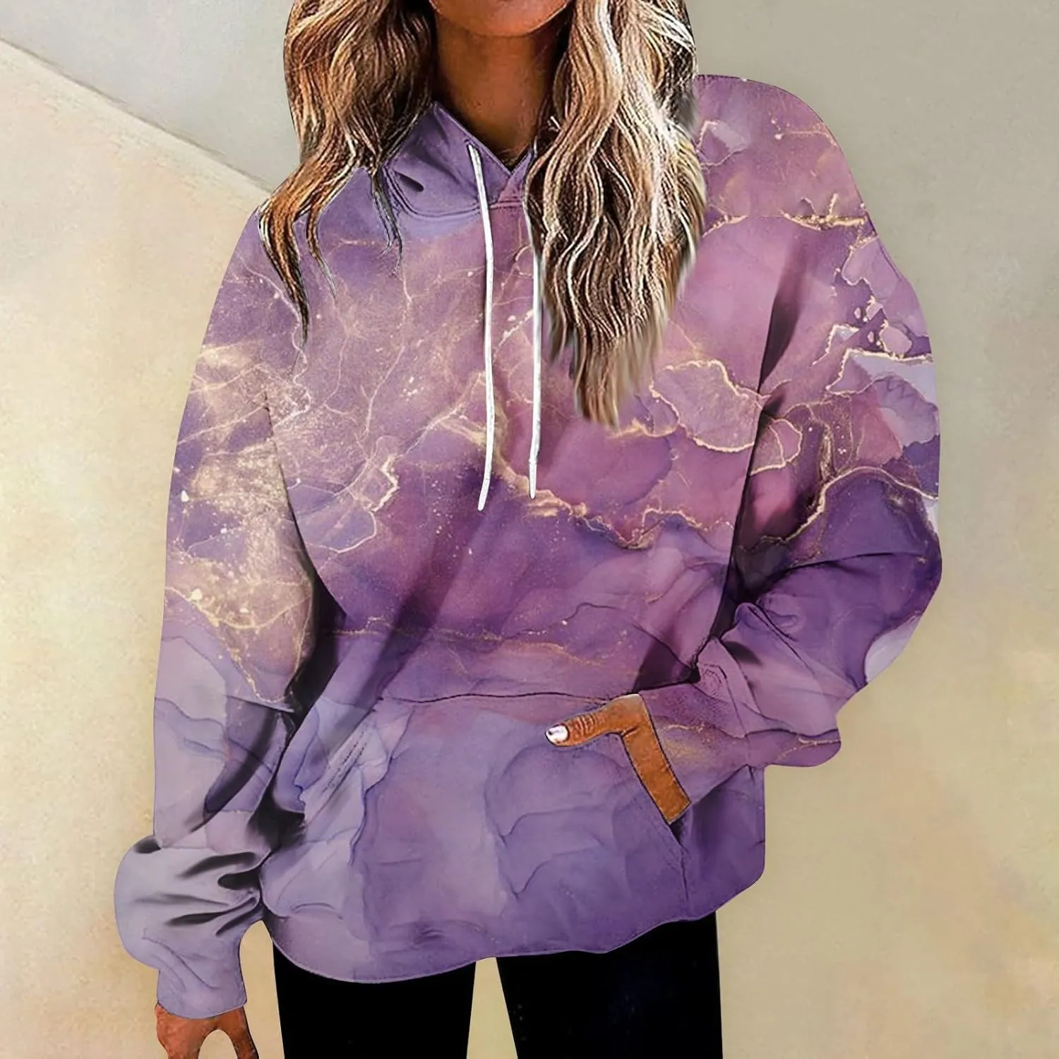 Oversized Hoodies for Women Drawstring Plus Size Graphic Hoodie Loose Fit Drop Shoulder Hooded Sweatshirts w/Pockets