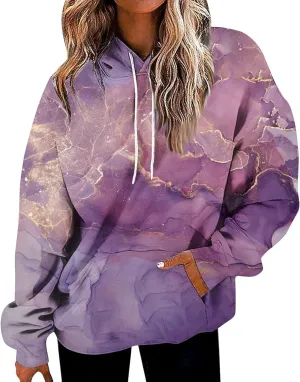 Oversized Hoodies for Women Drawstring Plus Size Graphic Hoodie Loose Fit Drop Shoulder Hooded Sweatshirts w/Pockets