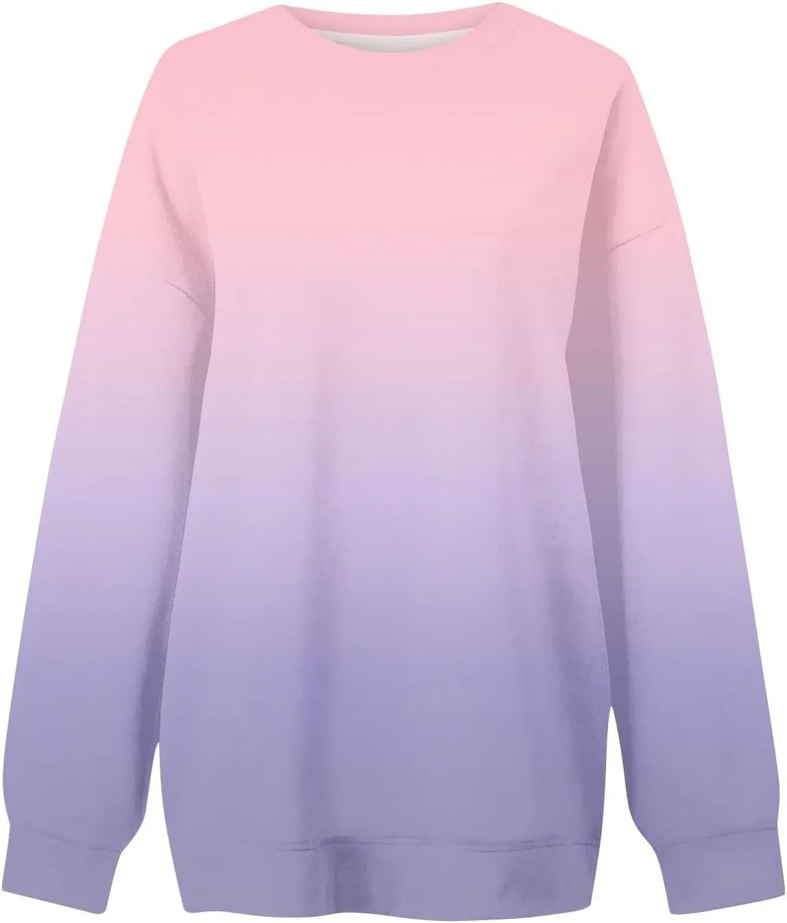 Oversized Sweatshirt for Women Gradient Color Tie-Dye Print Casual Crewneck Sweater Tops Loose Fit Long Sleeve Clothes