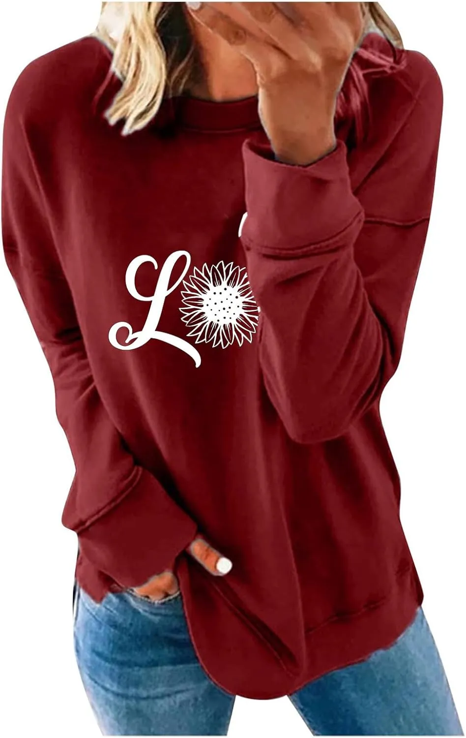 Oversized Sweatshirt for Women Letter Print Graphic Hoodies Solid Basic Tshirts Blouse 2023 Fall Pullover Tops
