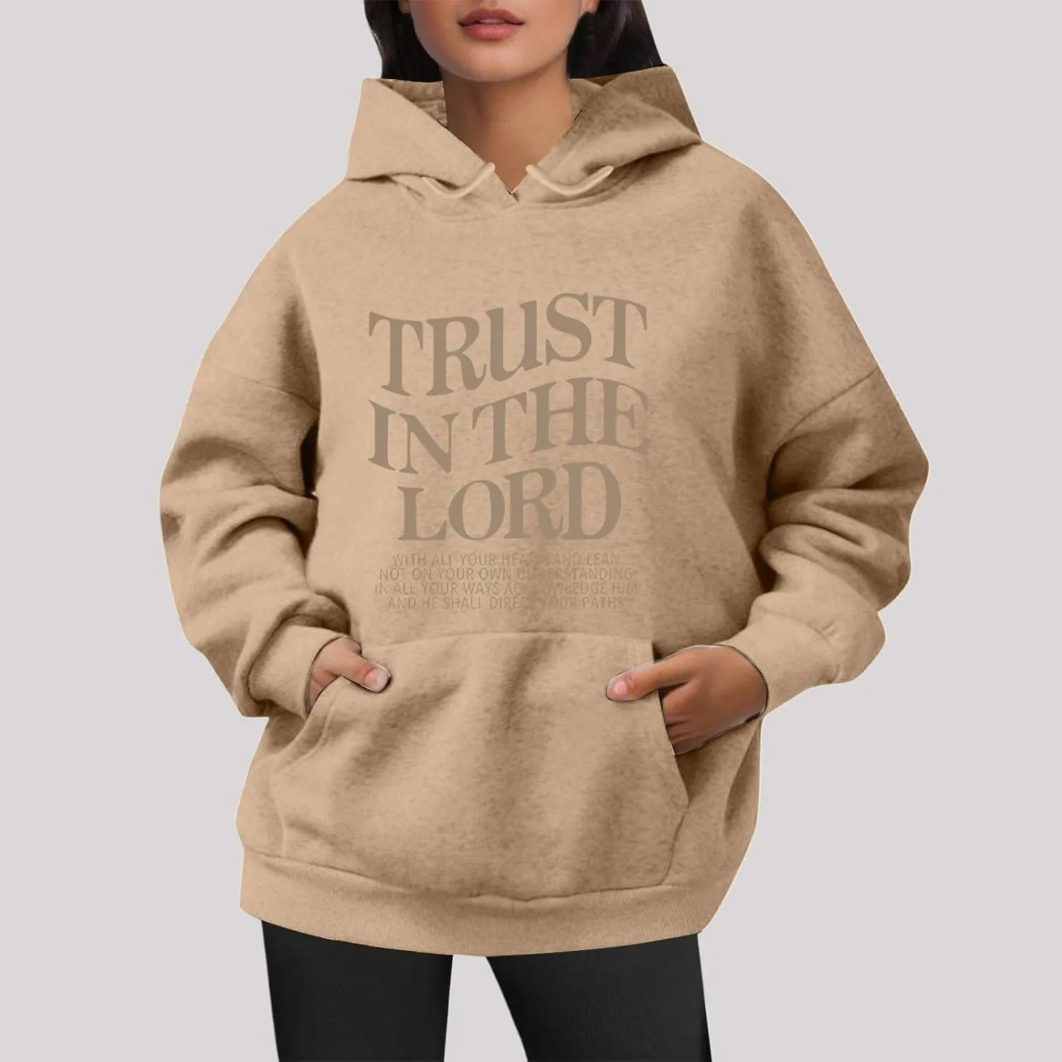 Oversized Sweatshirts for Women Long Sleeve Letter Print Hoodie Loose Fit Graphic Hoodies Drawstring Pullover Tops