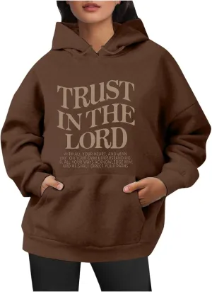 Oversized Sweatshirts for Women Long Sleeve Letter Print Hoodie Loose Fit Graphic Hoodies Drawstring Pullover Tops