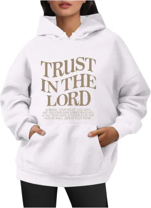Oversized Sweatshirts for Women Long Sleeve Letter Print Hoodie Loose Fit Graphic Hoodies Drawstring Pullover Tops