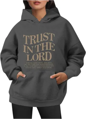 Oversized Sweatshirts for Women Long Sleeve Letter Print Hoodie Loose Fit Graphic Hoodies Drawstring Pullover Tops
