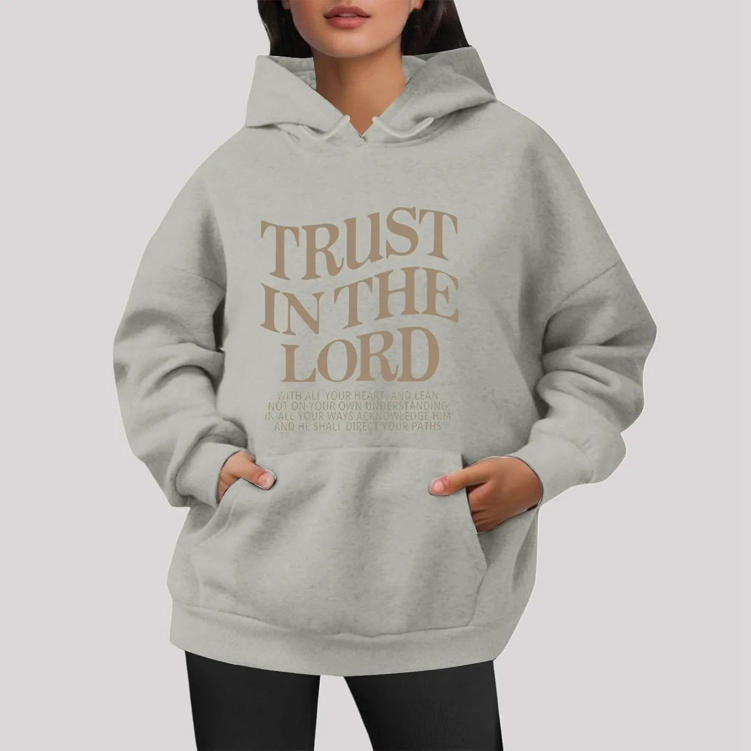Oversized Sweatshirts for Women Long Sleeve Letter Print Hoodie Loose Fit Graphic Hoodies Drawstring Pullover Tops