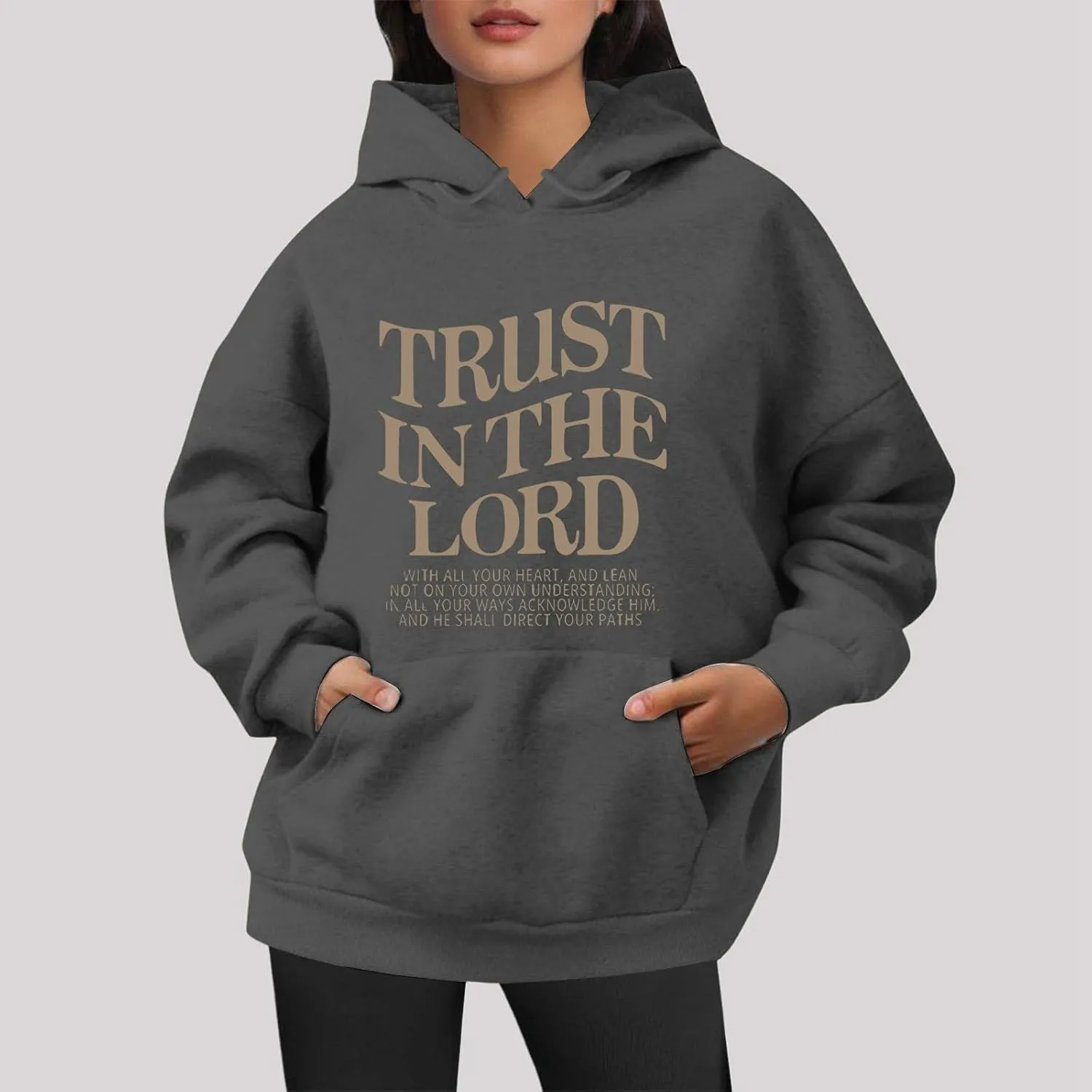 Oversized Sweatshirts for Women Long Sleeve Letter Print Hoodie Loose Fit Graphic Hoodies Drawstring Pullover Tops