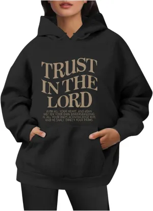 Oversized Sweatshirts for Women Long Sleeve Letter Print Hoodie Loose Fit Graphic Hoodies Drawstring Pullover Tops