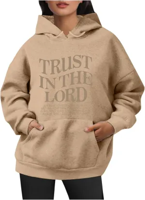 Oversized Sweatshirts for Women Long Sleeve Letter Print Hoodie Loose Fit Graphic Hoodies Drawstring Pullover Tops