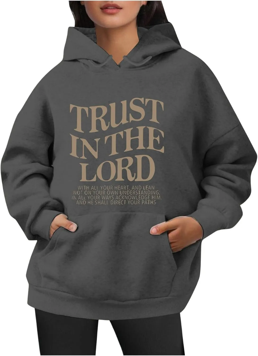 Oversized Sweatshirts for Women Long Sleeve Letter Print Hoodie Loose Fit Graphic Hoodies Drawstring Pullover Tops
