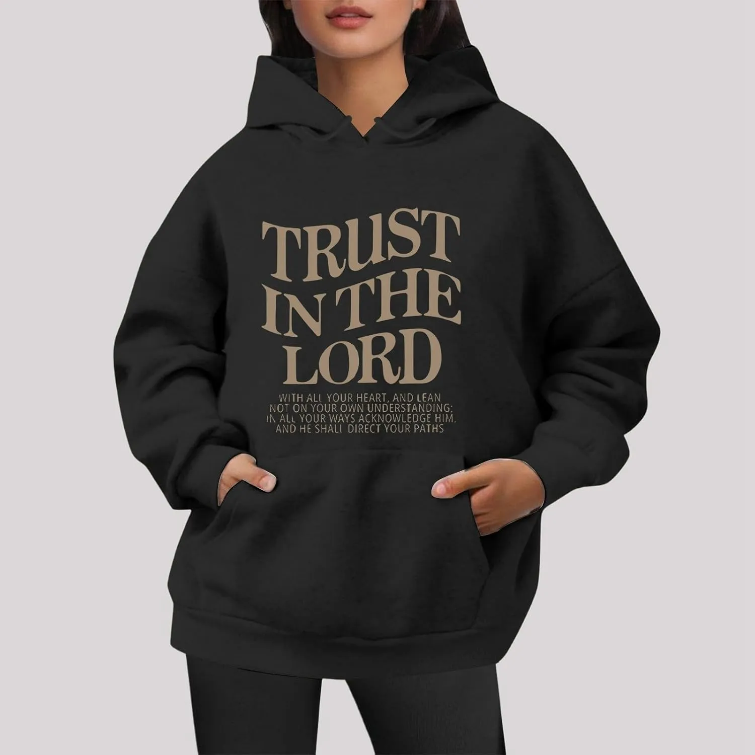 Oversized Sweatshirts for Women Long Sleeve Letter Print Hoodie Loose Fit Graphic Hoodies Drawstring Pullover Tops