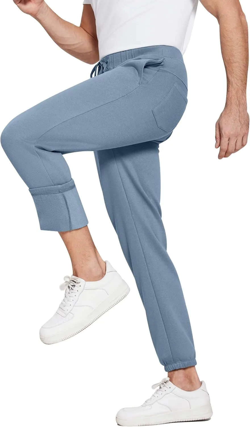 PINSPARK Men's Fleece Sweat Pants Joggers Cuffed Sweatpants Warm Cotton Baggy Sweatpants with Waist Elastic