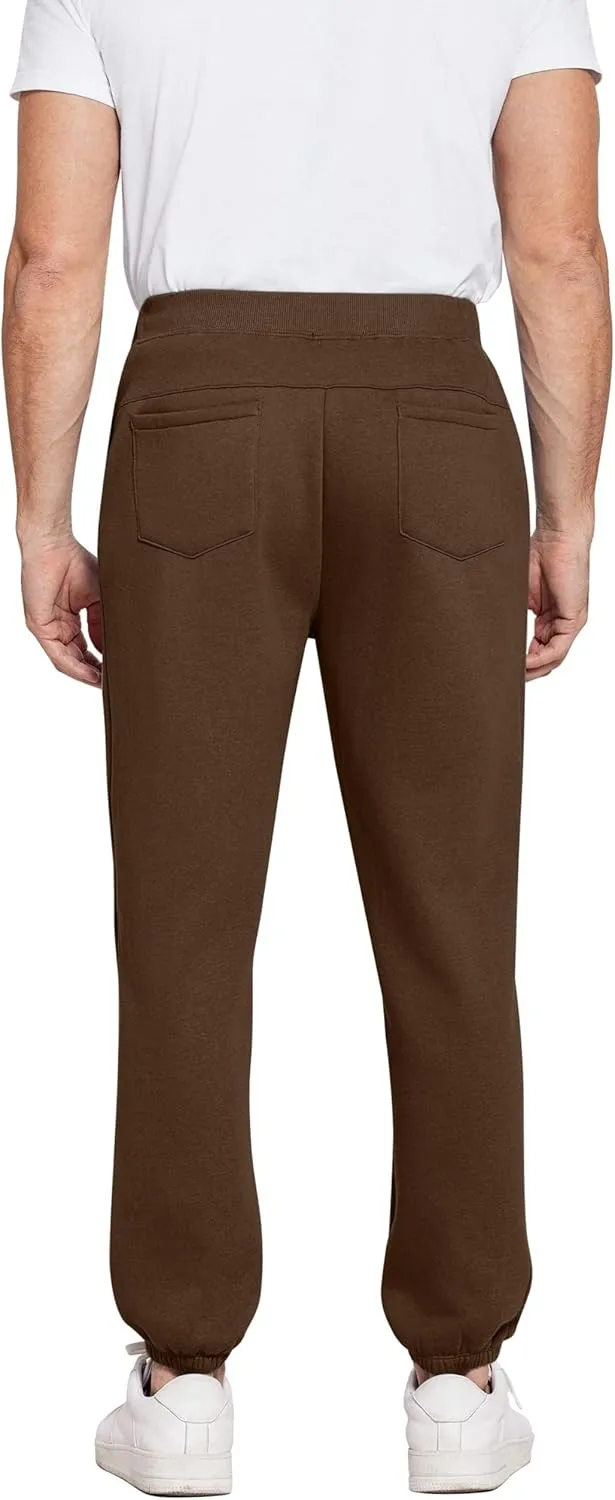 PINSPARK Men's Fleece Sweat Pants Joggers Cuffed Sweatpants Warm Cotton Baggy Sweatpants with Waist Elastic