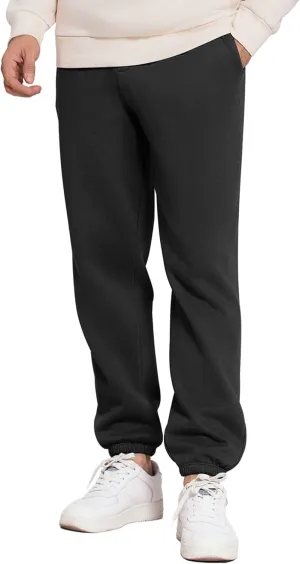 PINSPARK Men's Fleece Sweat Pants Joggers Cuffed Sweatpants Warm Cotton Baggy Sweatpants with Waist Elastic