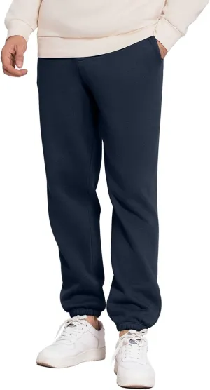 PINSPARK Men's Fleece Sweat Pants Joggers Cuffed Sweatpants Warm Cotton Baggy Sweatpants with Waist Elastic