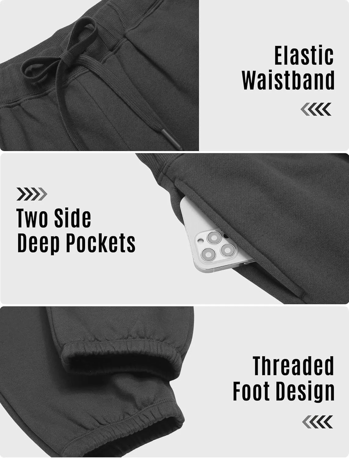 PINSPARK Men's Fleece Sweat Pants Joggers Cuffed Sweatpants Warm Cotton Baggy Sweatpants with Waist Elastic