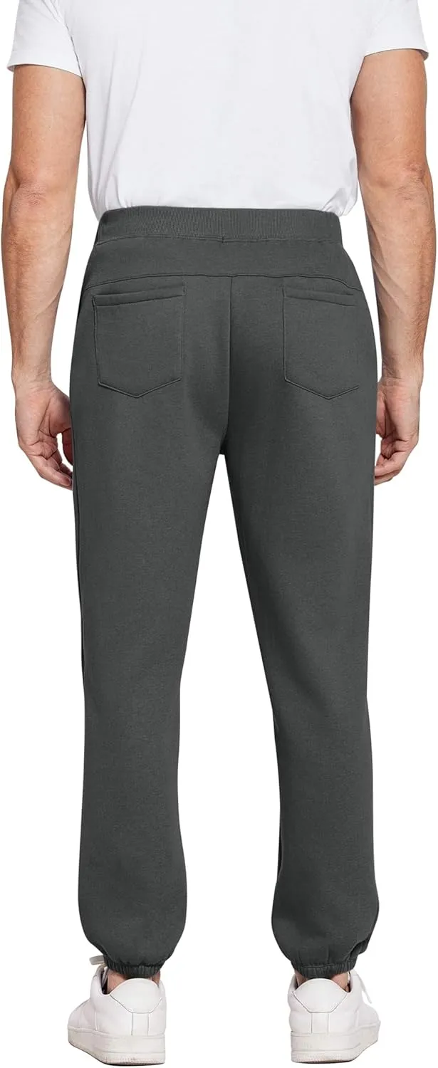 PINSPARK Men's Fleece Sweat Pants Joggers Cuffed Sweatpants Warm Cotton Baggy Sweatpants with Waist Elastic