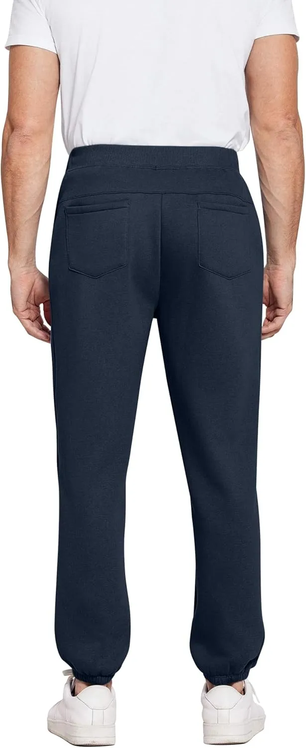 PINSPARK Men's Fleece Sweat Pants Joggers Cuffed Sweatpants Warm Cotton Baggy Sweatpants with Waist Elastic