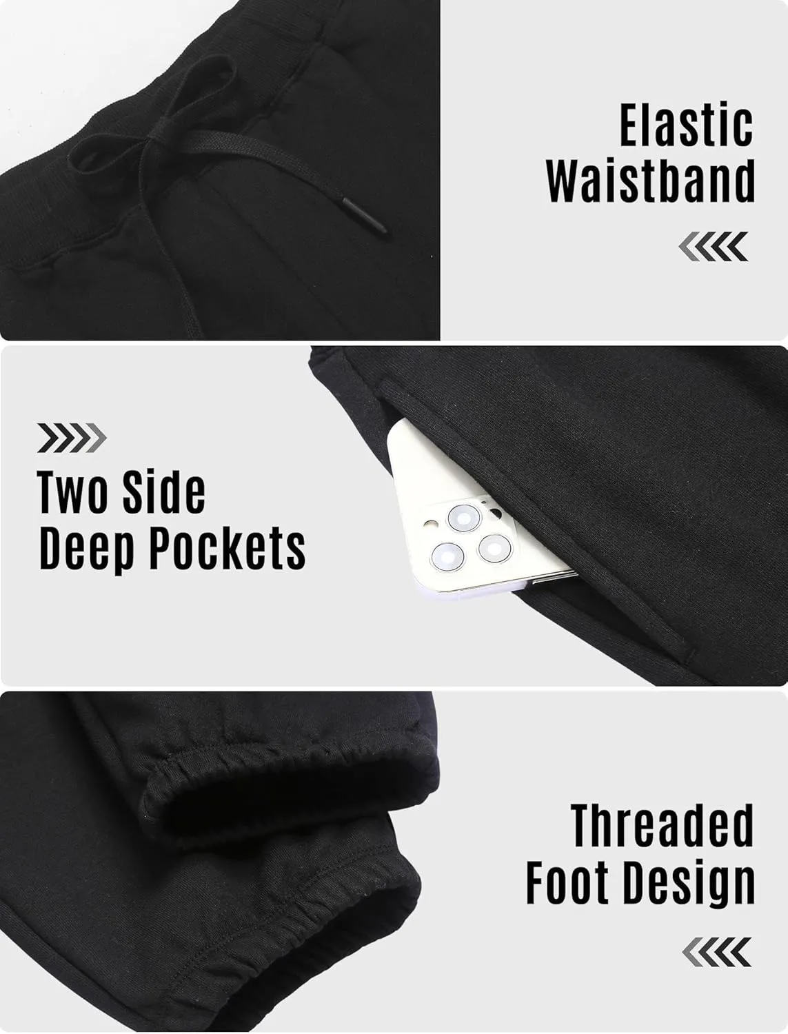 PINSPARK Men's Fleece Sweat Pants Joggers Cuffed Sweatpants Warm Cotton Baggy Sweatpants with Waist Elastic