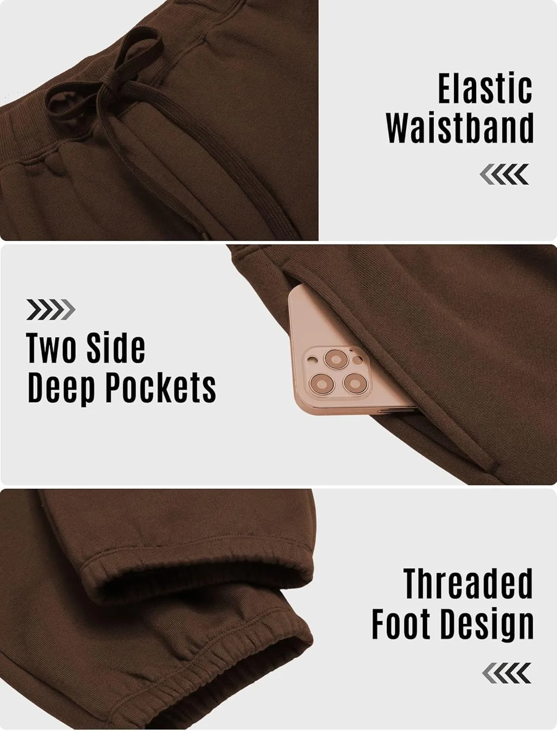 PINSPARK Men's Fleece Sweat Pants Joggers Cuffed Sweatpants Warm Cotton Baggy Sweatpants with Waist Elastic