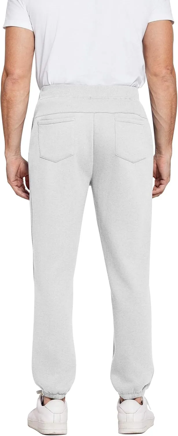 PINSPARK Men's Fleece Sweat Pants Joggers Cuffed Sweatpants Warm Cotton Baggy Sweatpants with Waist Elastic