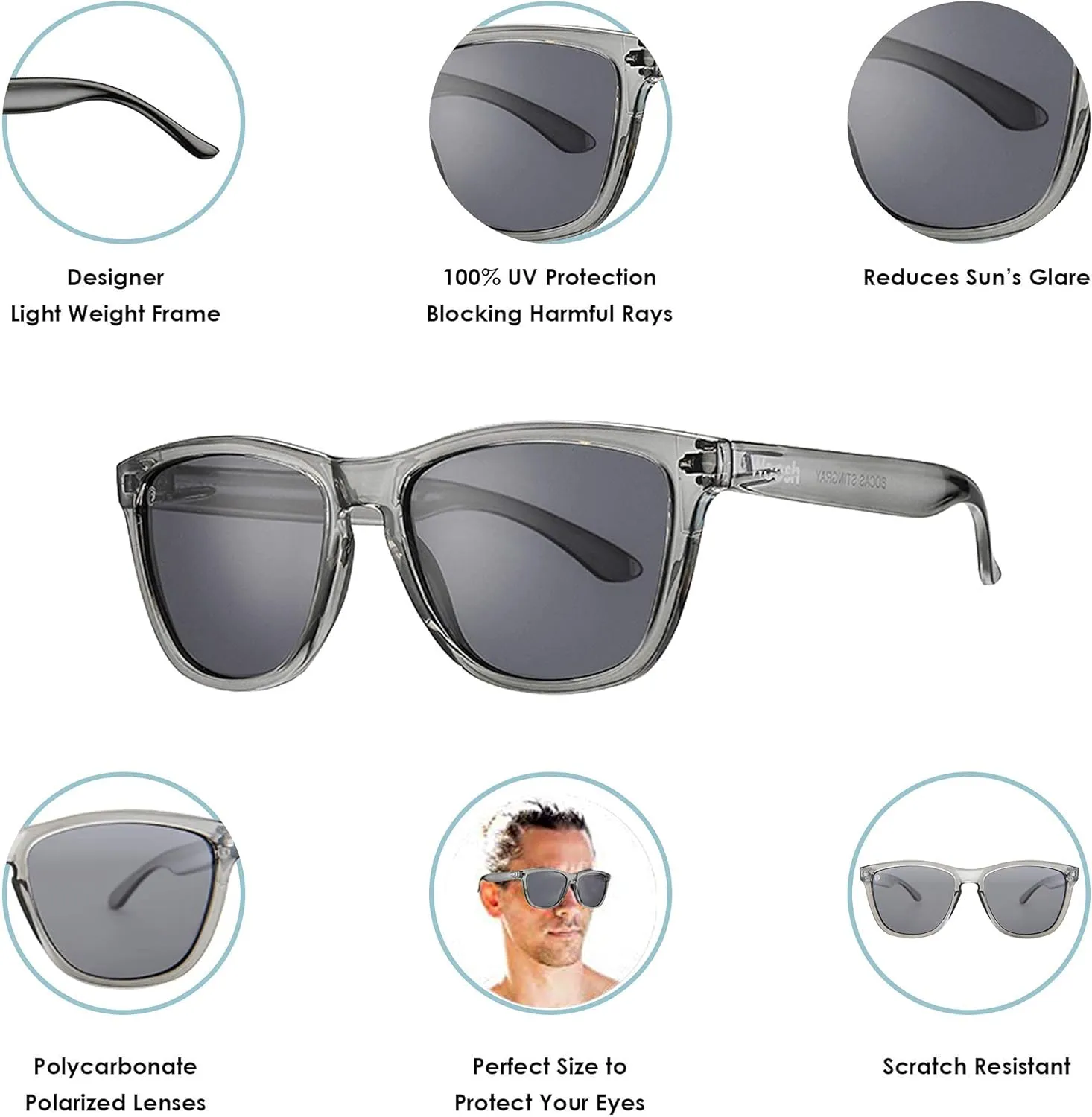 Polarized Lightweight Sunglasses for Men and Women -Unisex Sunnies for Fishing Beach Running Sports and Outdoors