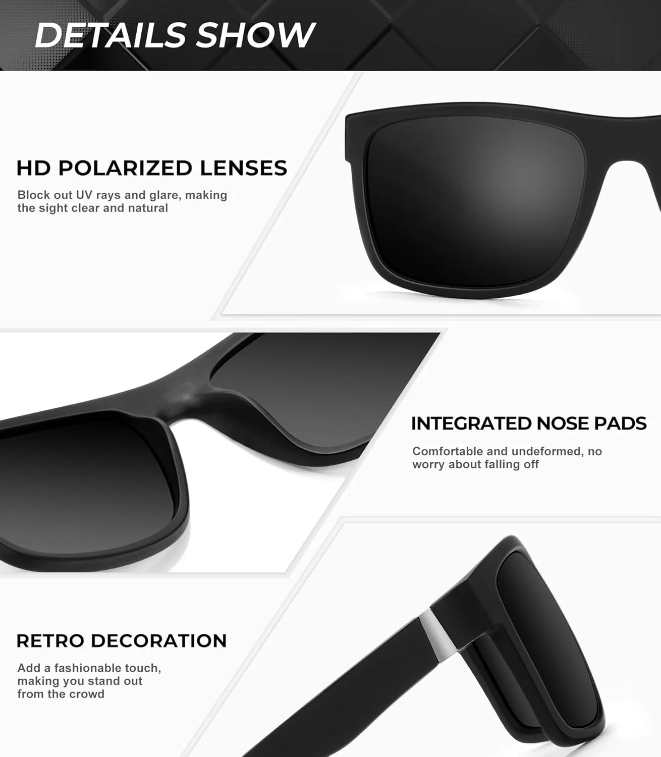 Polarized Sunglasses Men Women: Mens Sunglasses Sun Glasses for Driving Sports Fishing with UV Protection 3 Packs