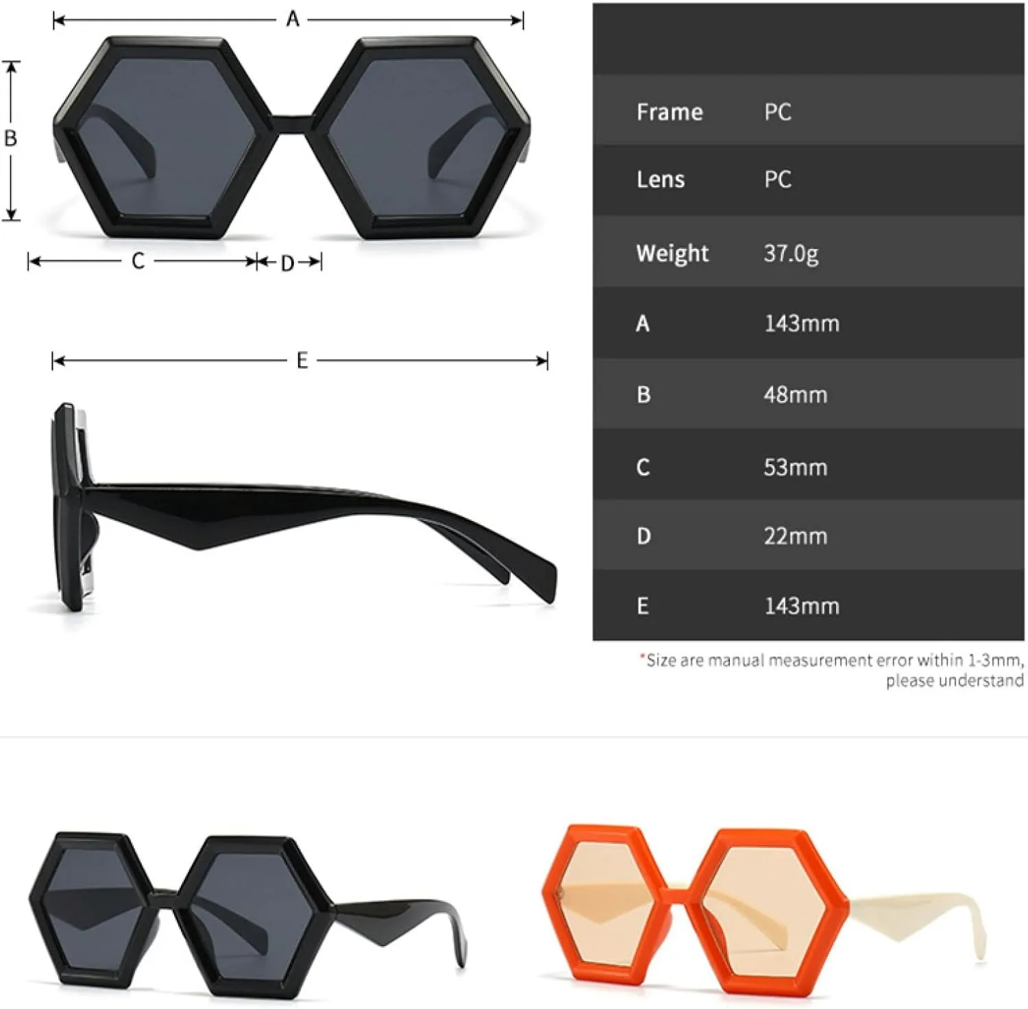 Polygon Gradient Color Women Fashion Retro Sunshade Mirror Outdoors Uv400
