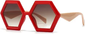 Polygon Gradient Color Women Fashion Retro Sunshade Mirror Outdoors Uv400