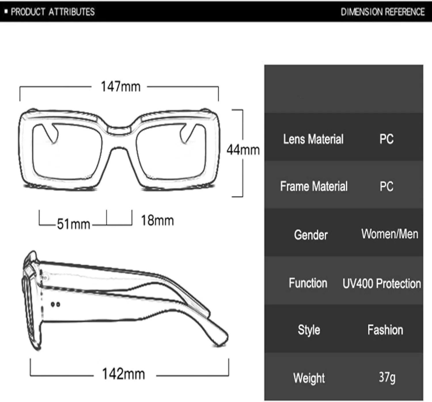 Popular Fashion Rectangle Sunglasses Women Retro Jelly Color Uv400 Men Gradient