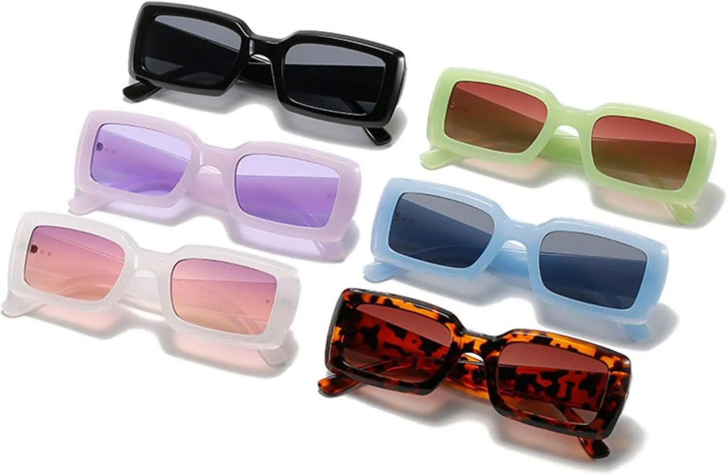Popular Fashion Rectangle Sunglasses Women Retro Jelly Color Uv400 Men Gradient