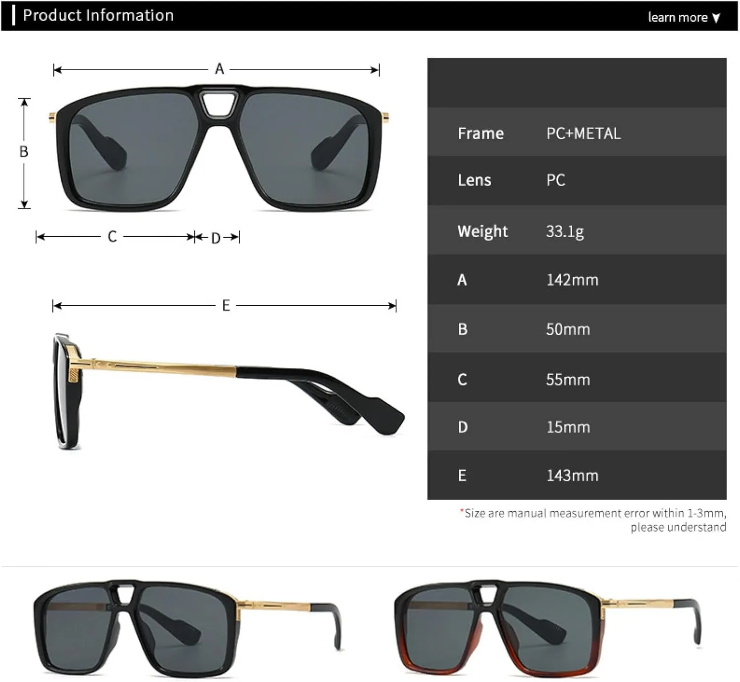 Retro Men Gradient Color Sunglasses Outdoors Mirror Uv400