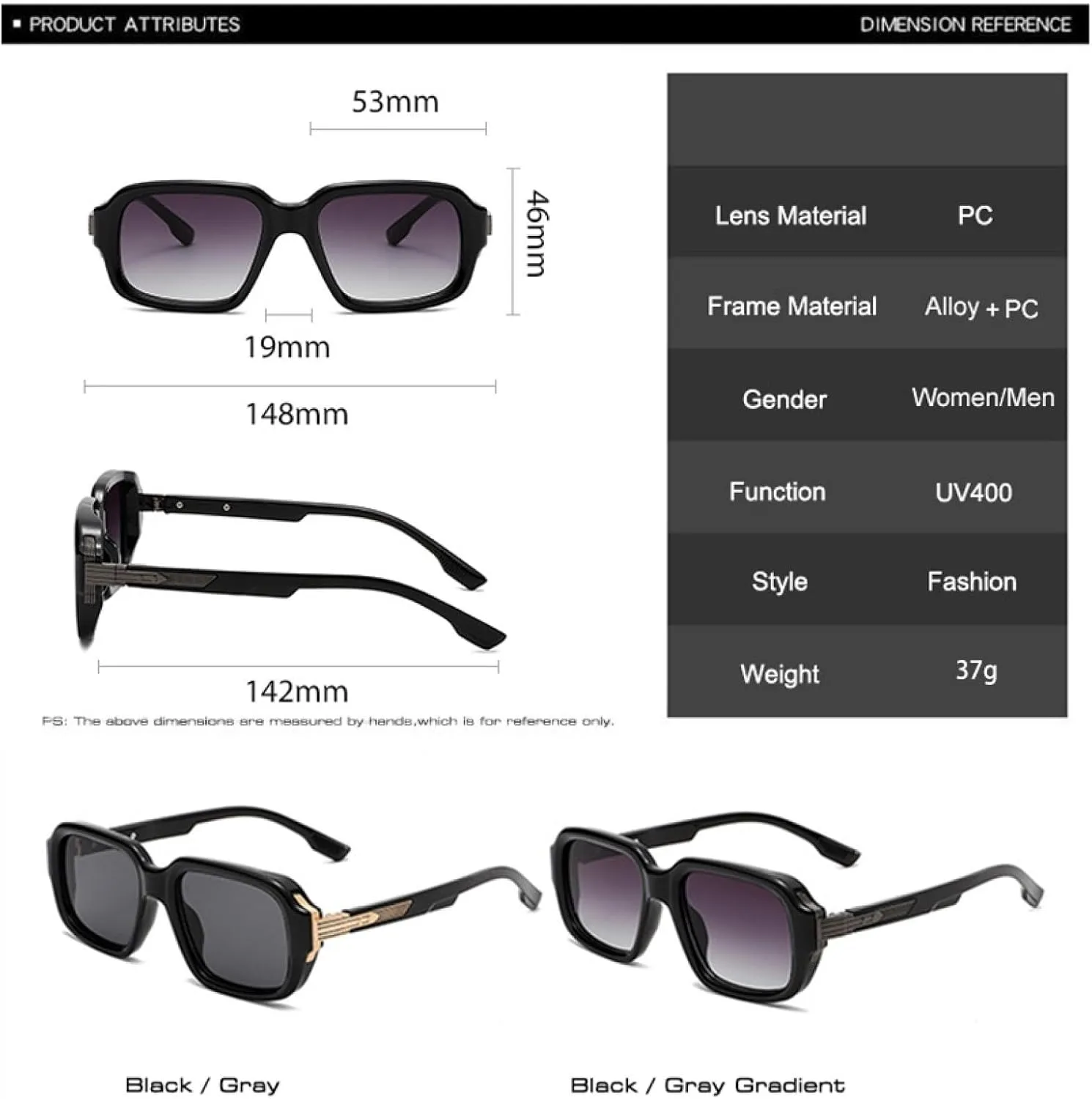 Retro Men Sunglasses Fashion Gradient Uv400 Women Rivets