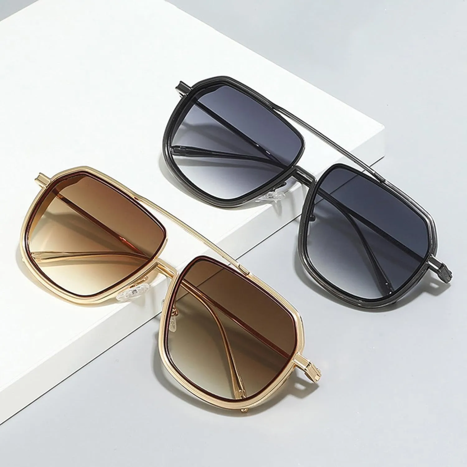 Retro Metal Men Sunglasses Fashion Gradient Uv400 Women Punk