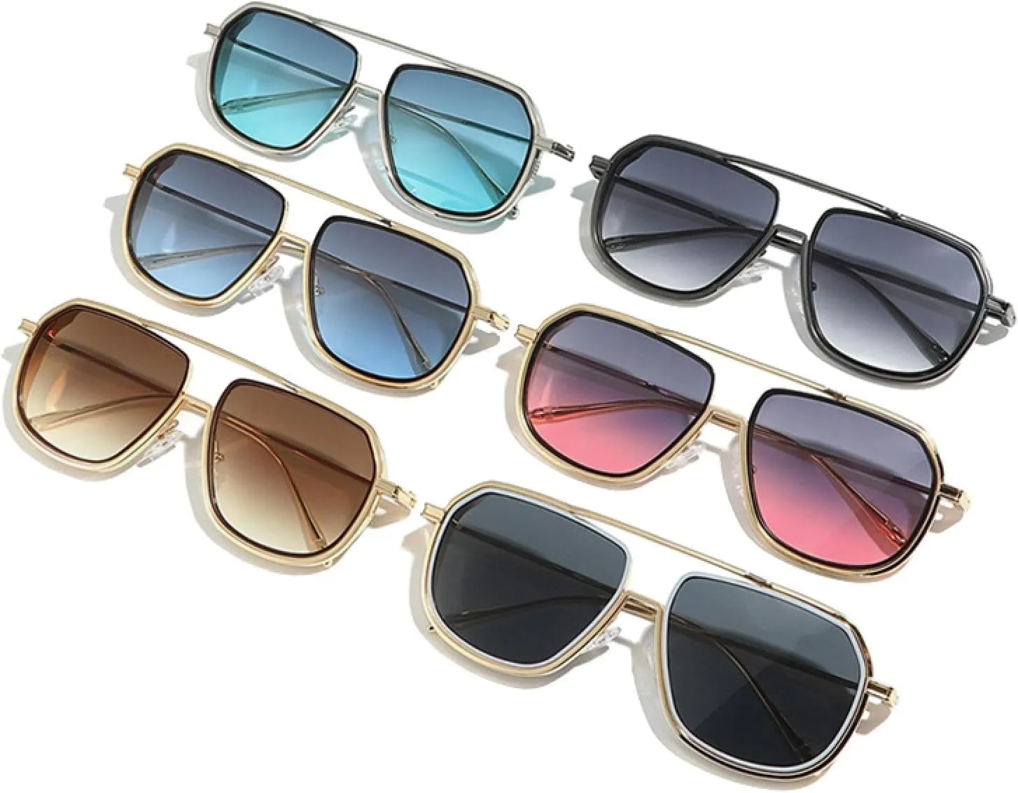 Retro Metal Men Sunglasses Fashion Gradient Uv400 Women Punk