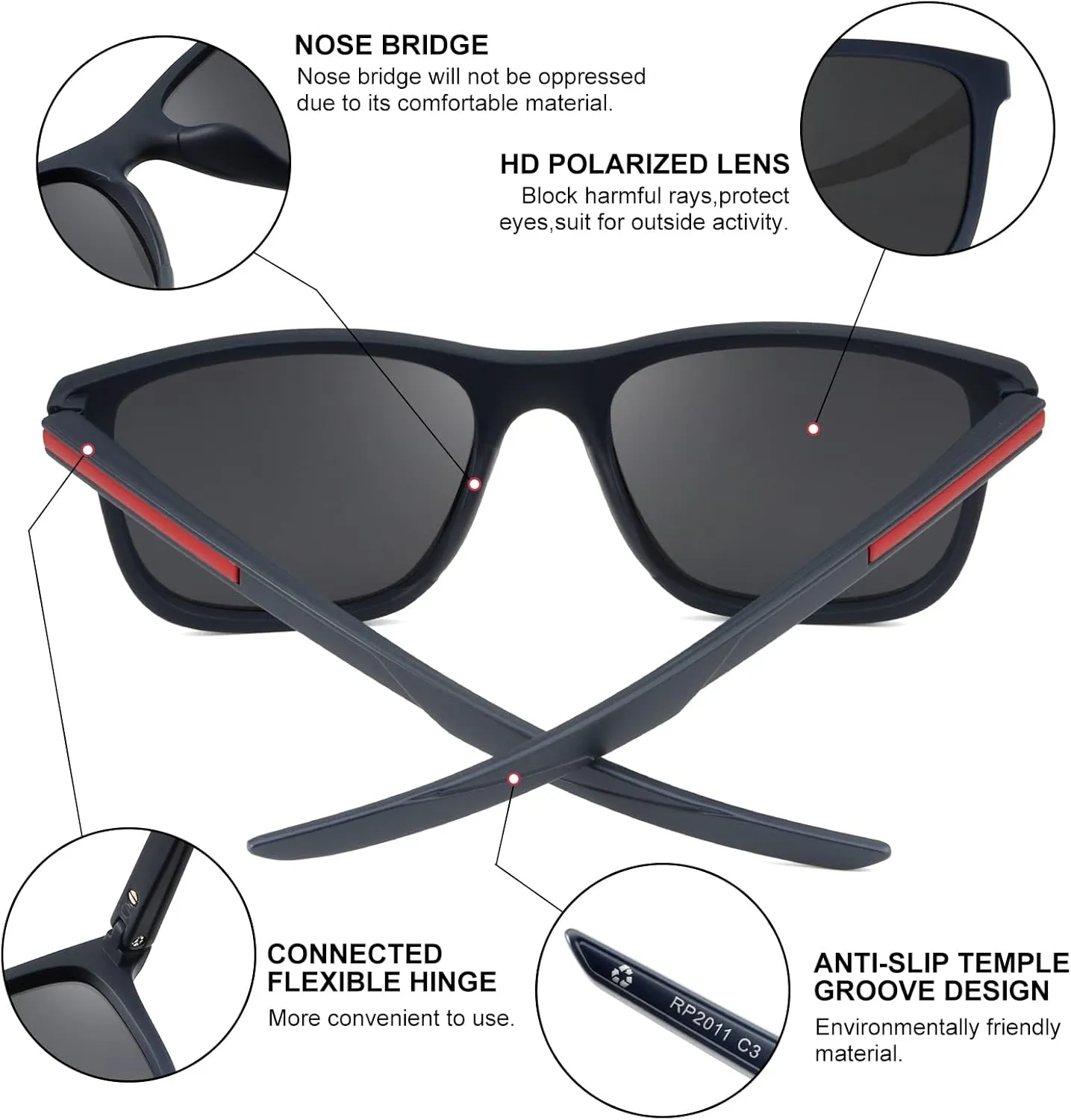 Retro Polarized Sunglasses For Men Women,Square Sport Sun Glasses Shades Shady Rays for Fishing UV Protection