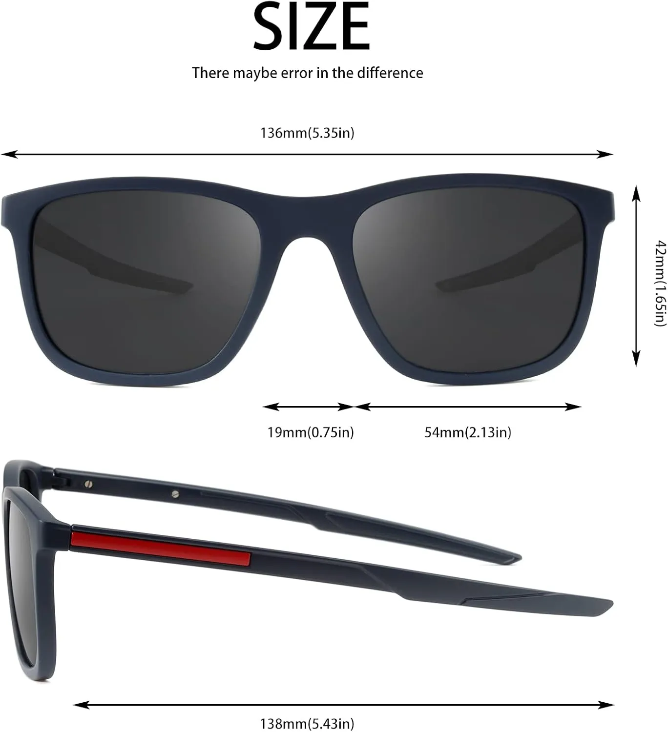 Retro Polarized Sunglasses For Men Women,Square Sport Sun Glasses Shades Shady Rays for Fishing UV Protection