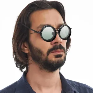 Round Sunglasses for Men, Shatterproof 1-9 Gears Mens Sunglasses Polarized, Adjustable Lens Photochromic Sunglass for Men