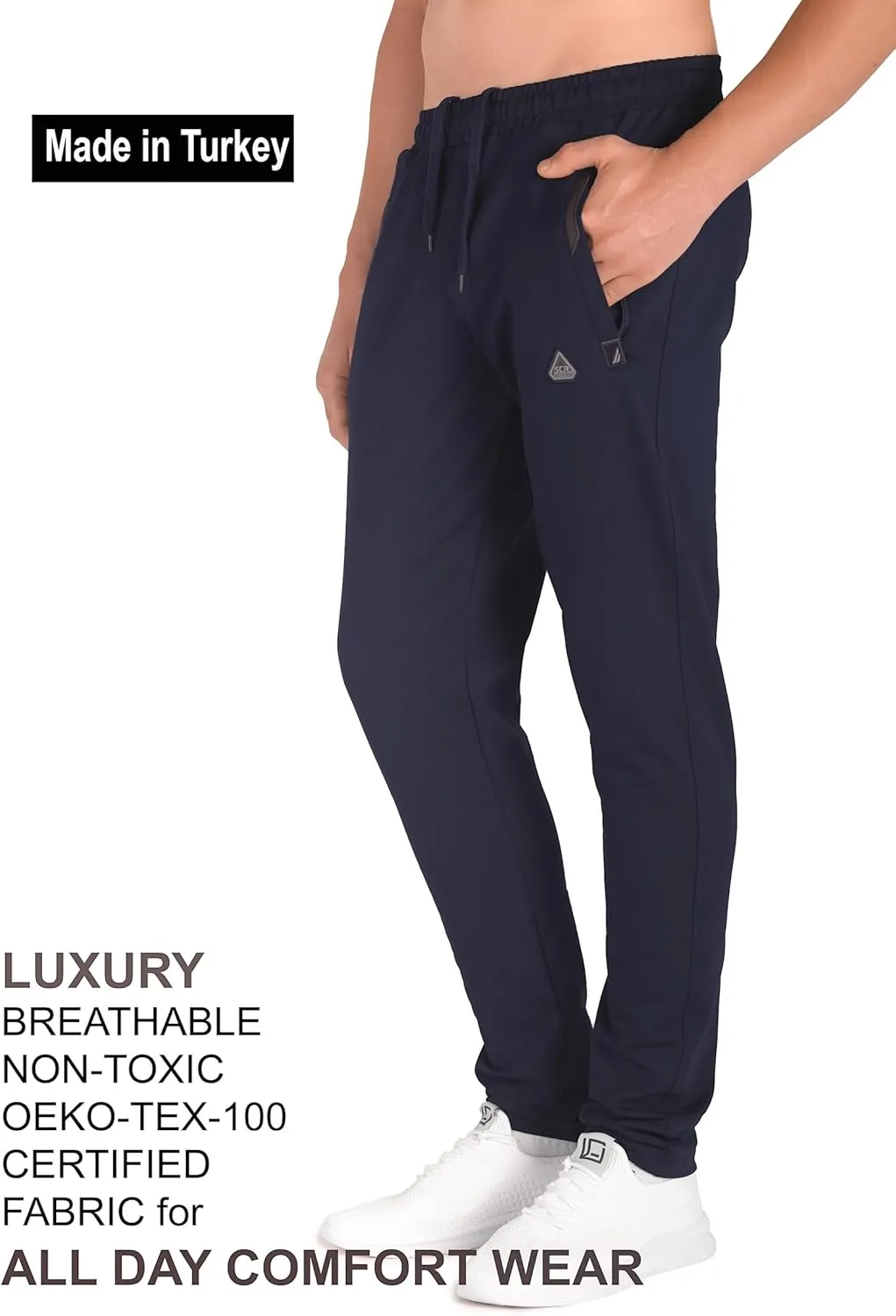 SCR 30/33/36 Inseam Mens Sweatpants with Pockets Tapered Joggers Men Slim Fit Open Bottom Pants Tall, Extra Long